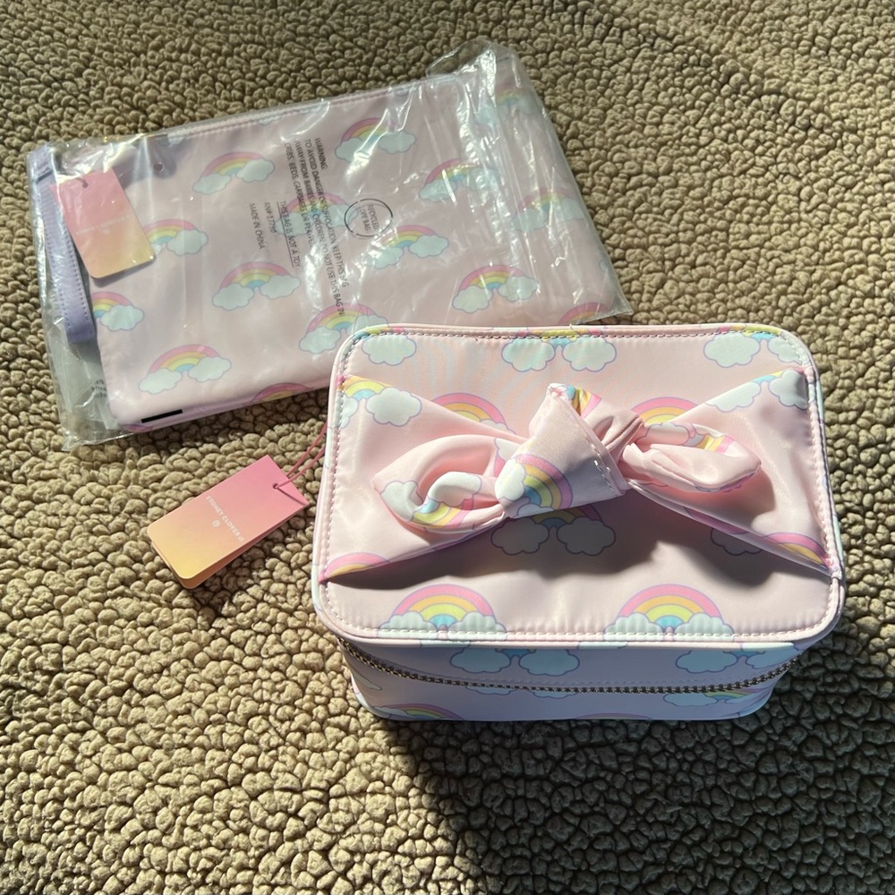 BNWT Stoney Clover Lane Rainbow Flat Pouch & Knotted Open Top Bundle